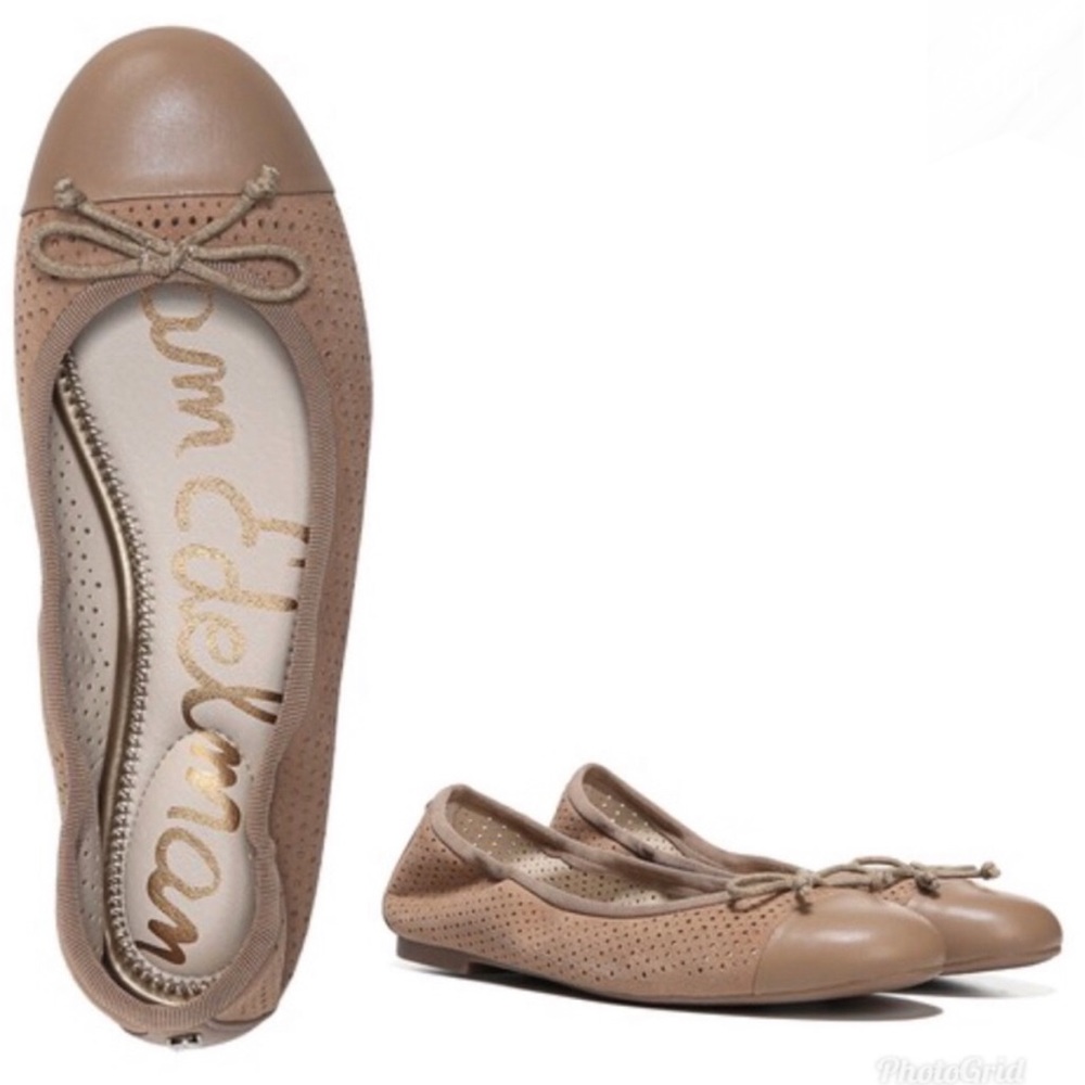 Sam Edelman Falon Cap Toe Bow Flat Leather Suede